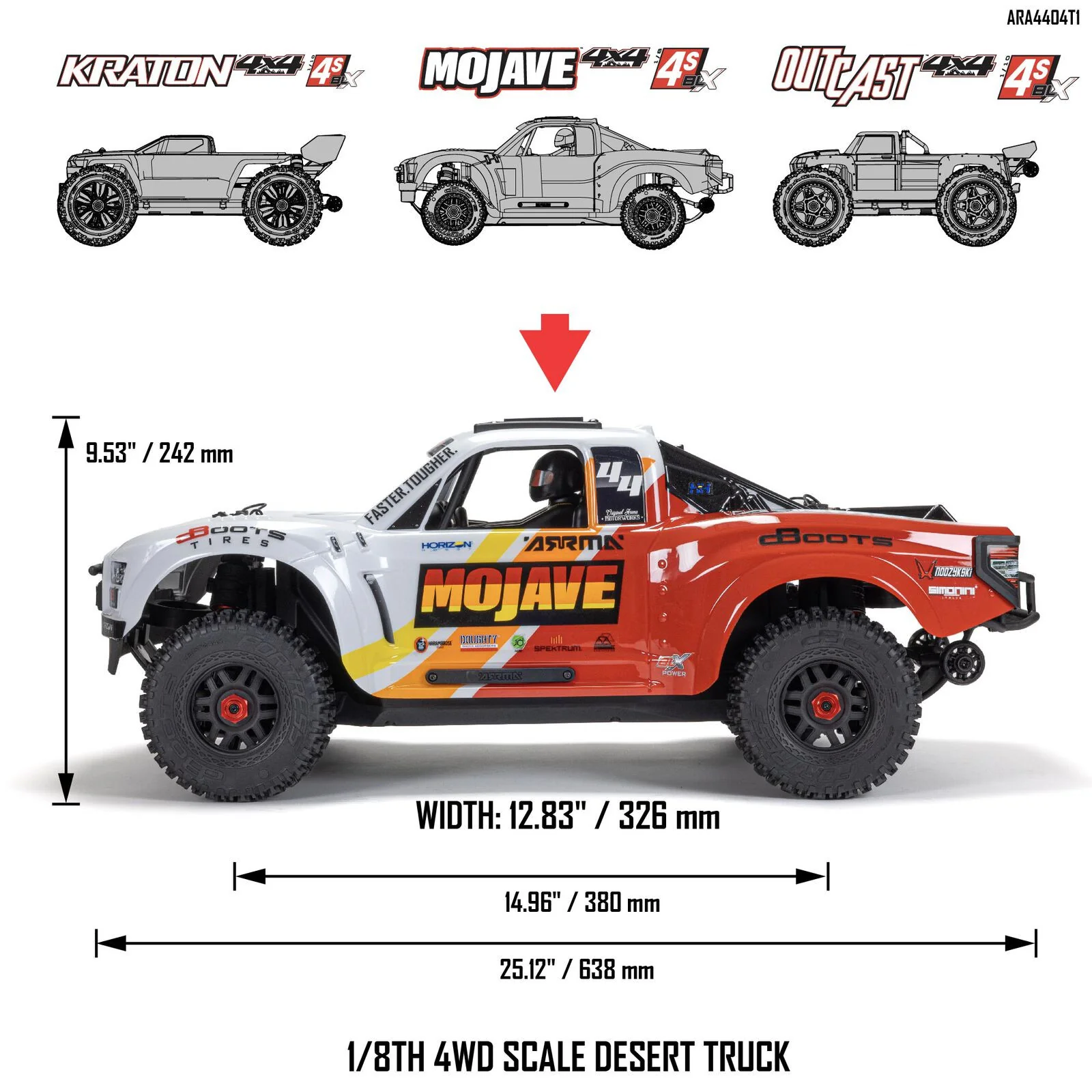 Arrma Desert Truck Mojave 4S BLX 1/8 RTR ARA4404 - Image 33