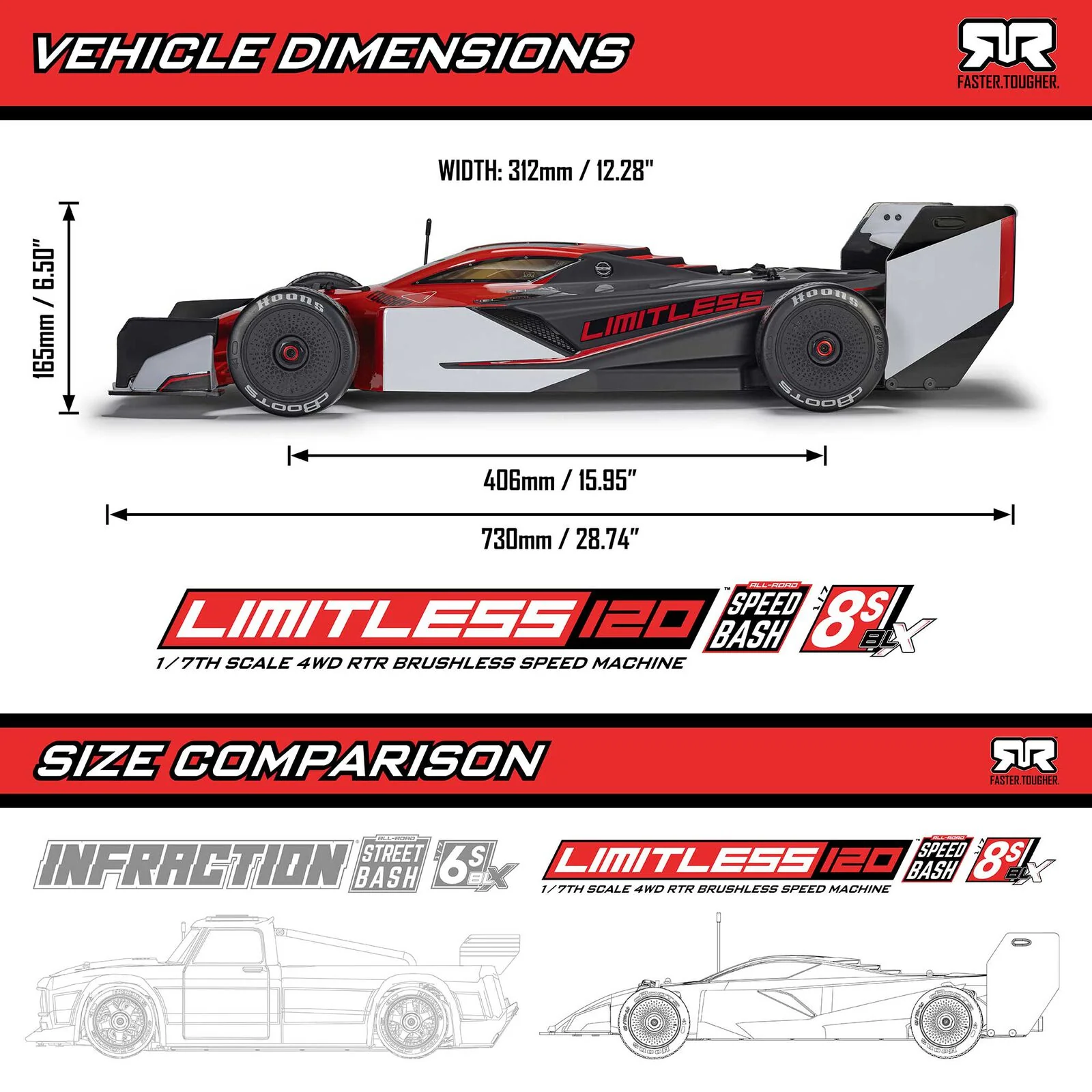 Arrma Limitless 120 8S BLX 4x4 Speed Machine 1/7 RTR ARA7816 - Image 14