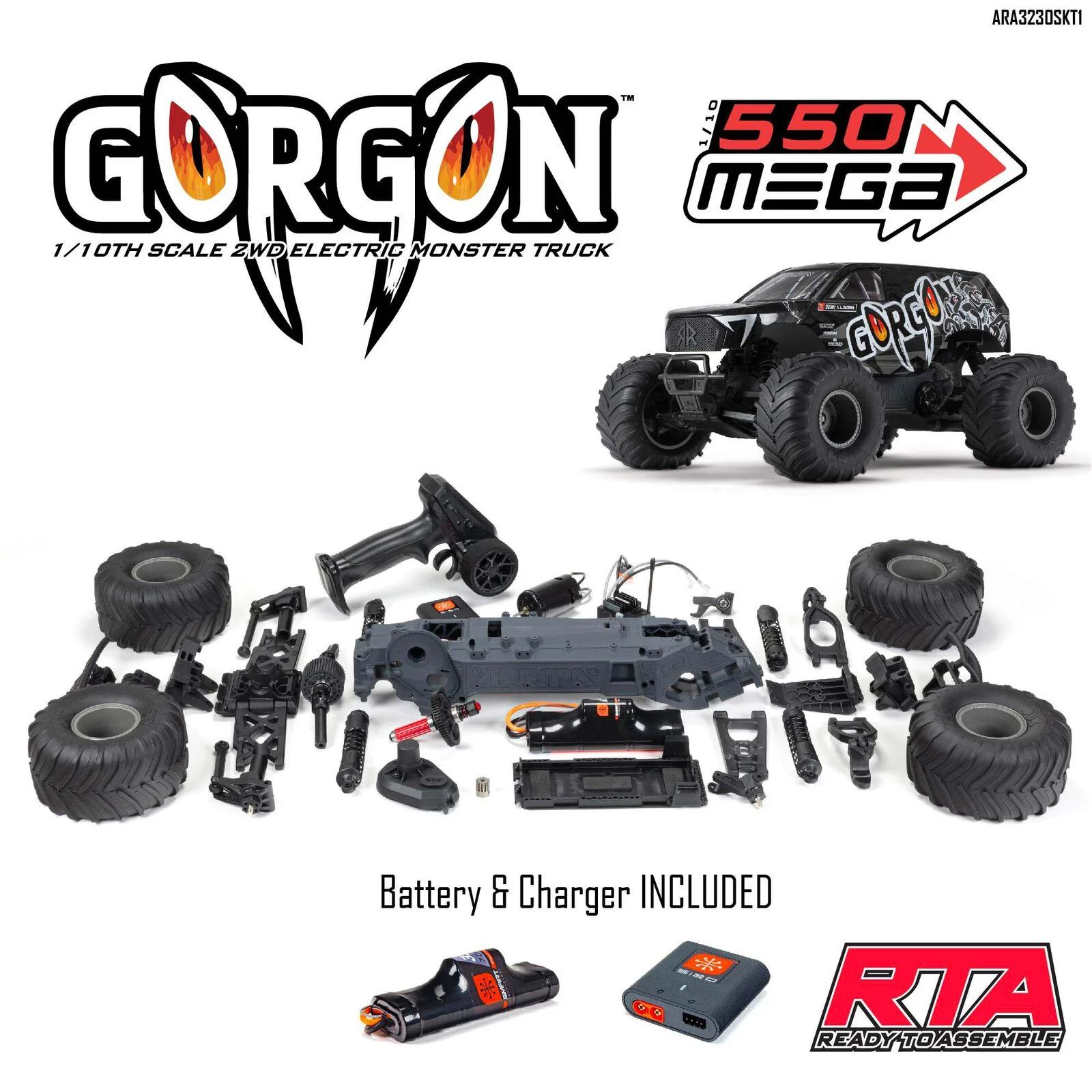 Arrma Monster Truck GORGON 4x2 Mega 550 KIT ARA3230SKT1 - Image 17