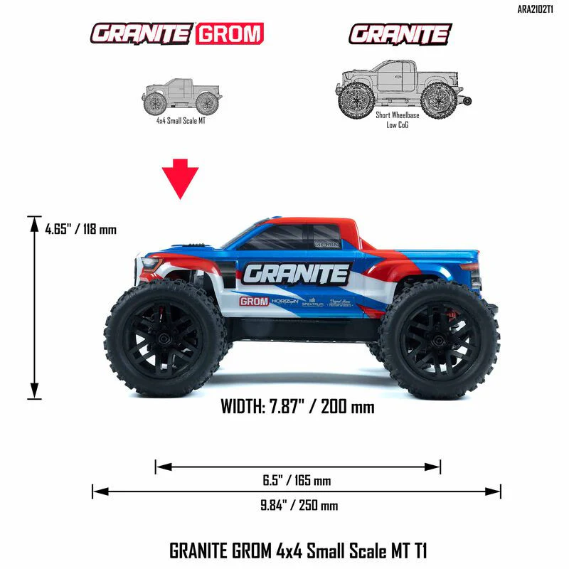 Arrma Monster Truck Granite Grom Mega 380 4x4 RTR 1/18 ARA2102 - Image 23