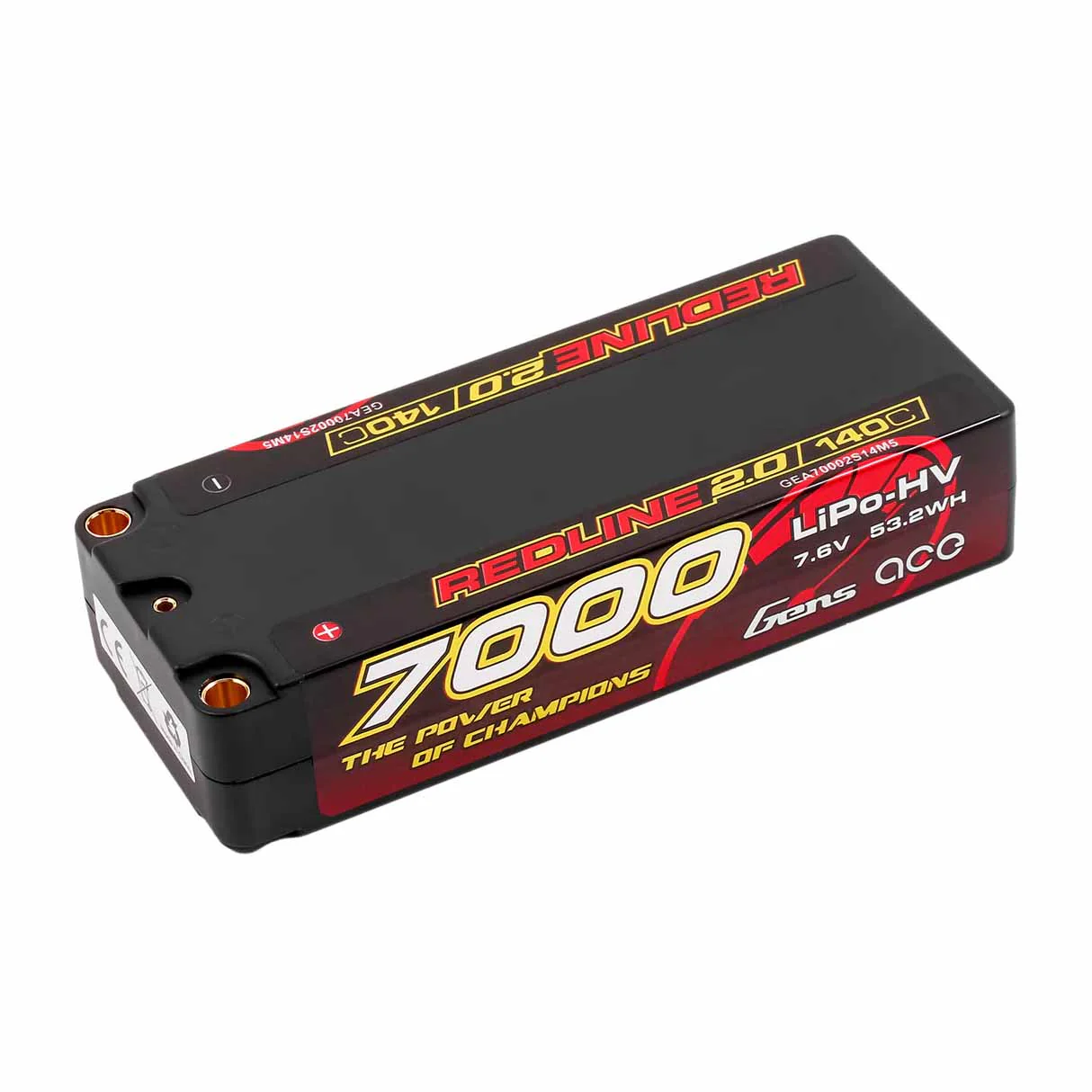 Gens Ace Redline 2.0 Hv Accu lipo Mid-Shorty 7.6v 7000mah 140C 2S1P - Image 2