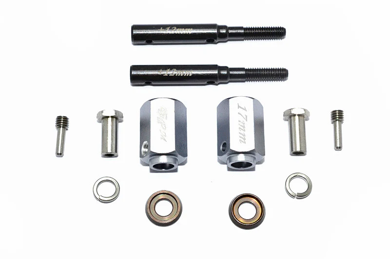 GPM Axe de roue + Hexagones +17mm alu gris (x2) TRX4017/+12-GS