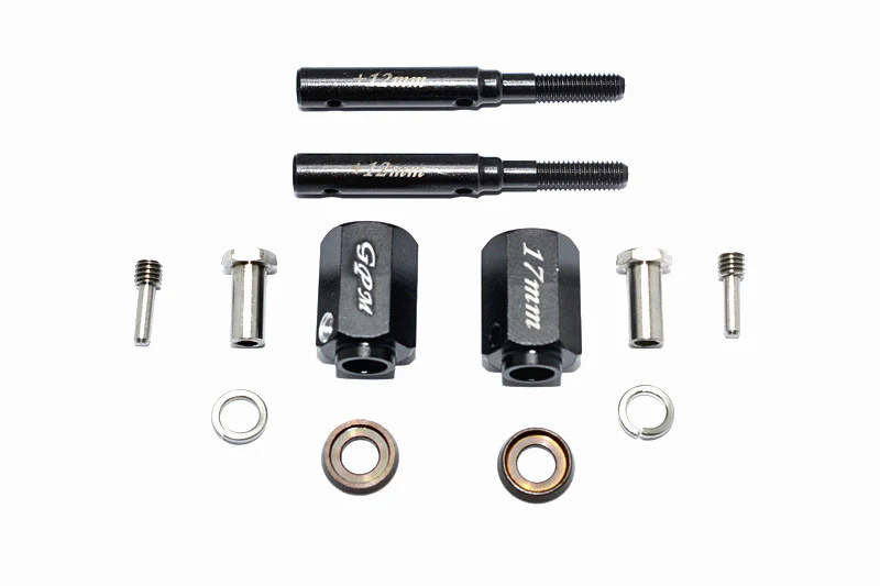 GPM Axe de roue + Hexagones +17mm alu noir (x2) TRX4017/+12-BK