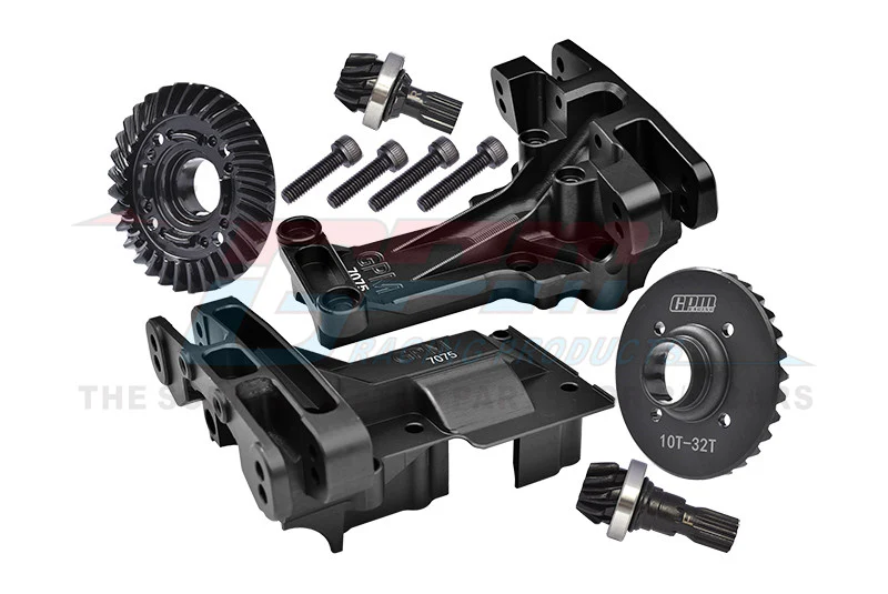 GPM Bulkhead avant/arrière Alu 7075  + pignons différentiel Acier carbon XRT12131032