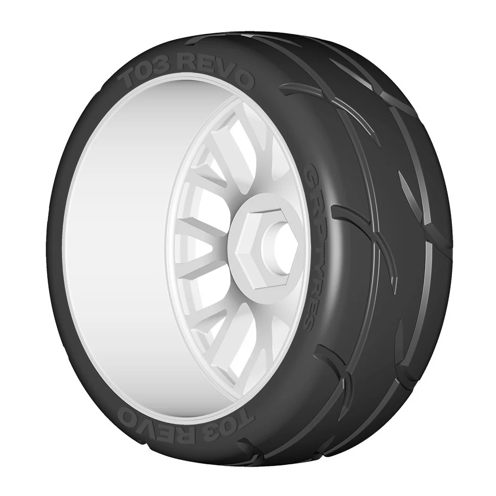 GRP Pneus X-Tech 1/8 GT T03 Revo + Jantes Flex Blanches (x2) GTH03 - Image 3