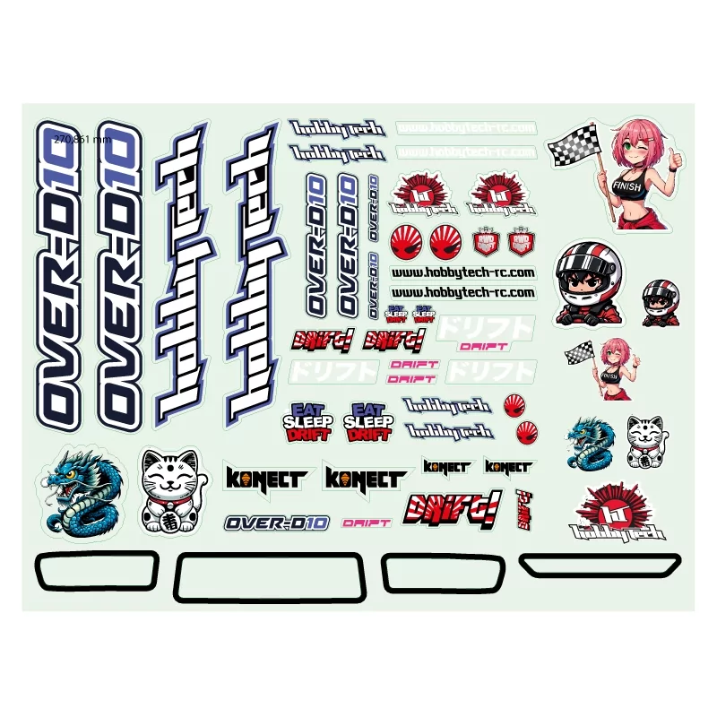 Hobbytech Planche de stickers OVER-D10 STICK-OVERD-R