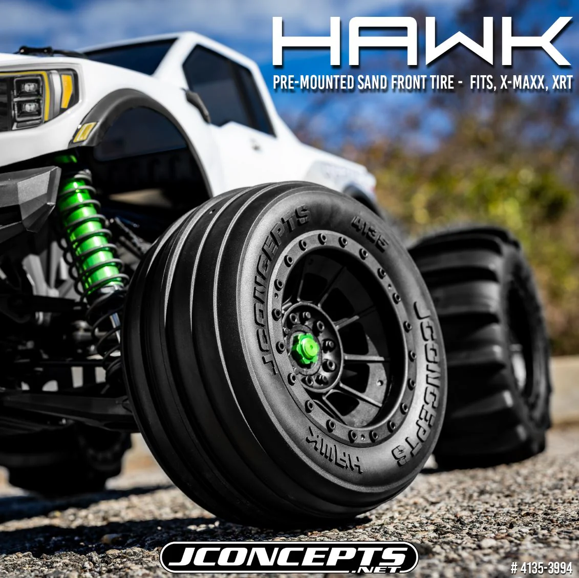 JConcepts Pneus Hawk + Jantes Noir (x2) XRT X-Maxx 4135-3994 - Image 3