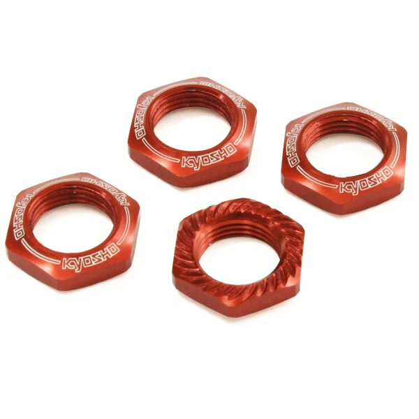 Kyosho Ecrous de Roues Cannelés 1/8 (x4) Rouge IFW472R