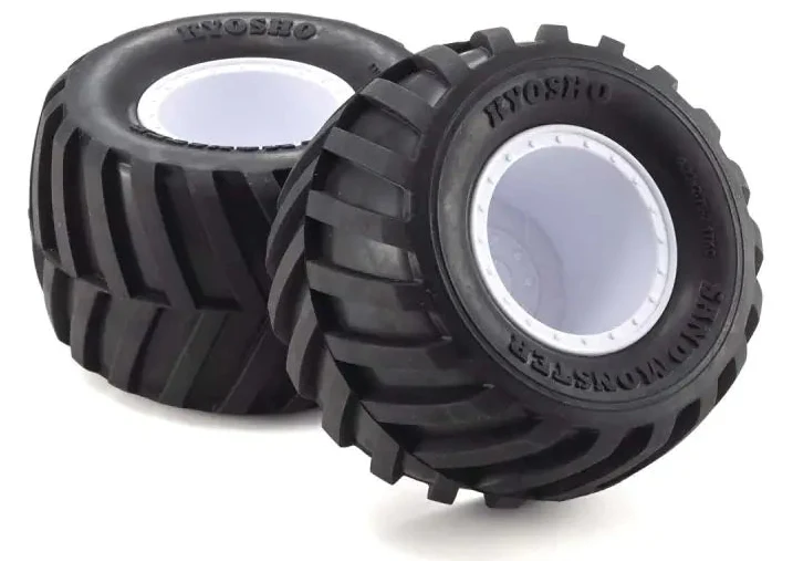 Kyosho Pneus V-Shape + Jantes blanche (x2) MadVan VE EZTH001WS