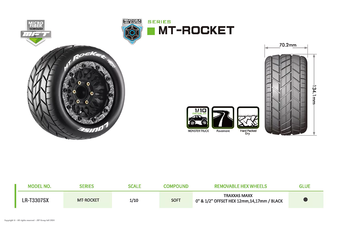 Louise RC Pneus 1/10 MFT Mt-Rocket + Jantes 2.8 LR-T3307SX - Image 5
