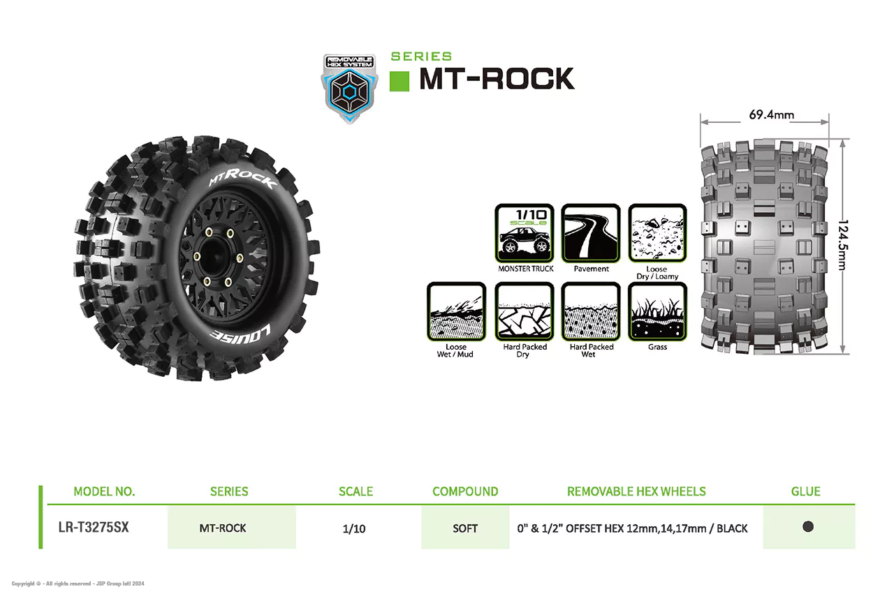 Louise RC Pneus 1/10 Mt-Rock + Jantes 2.8 LR-T3275SX - Image 5