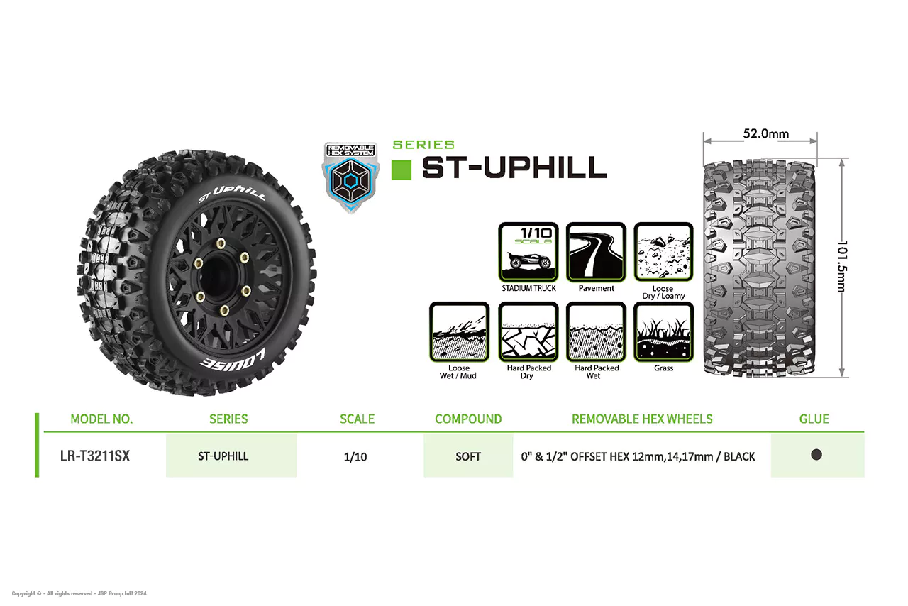 Louise RC Pneus 1/10 St-Uphill + Jantes 2.8 LR-T3211SX - Image 5