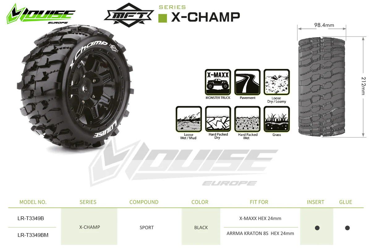 Louise RC Pneus X-Champ MFT + Jantes X-Maxx (x2) LR-T3349B - Image 3
