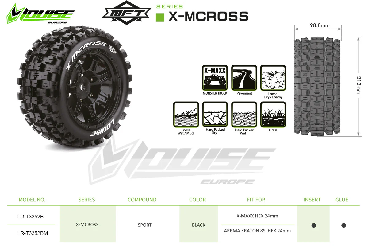 Louise RC Pneus X-Mcross MFT + Jantes X-Maxx (x2) LR-T3352B - Image 3
