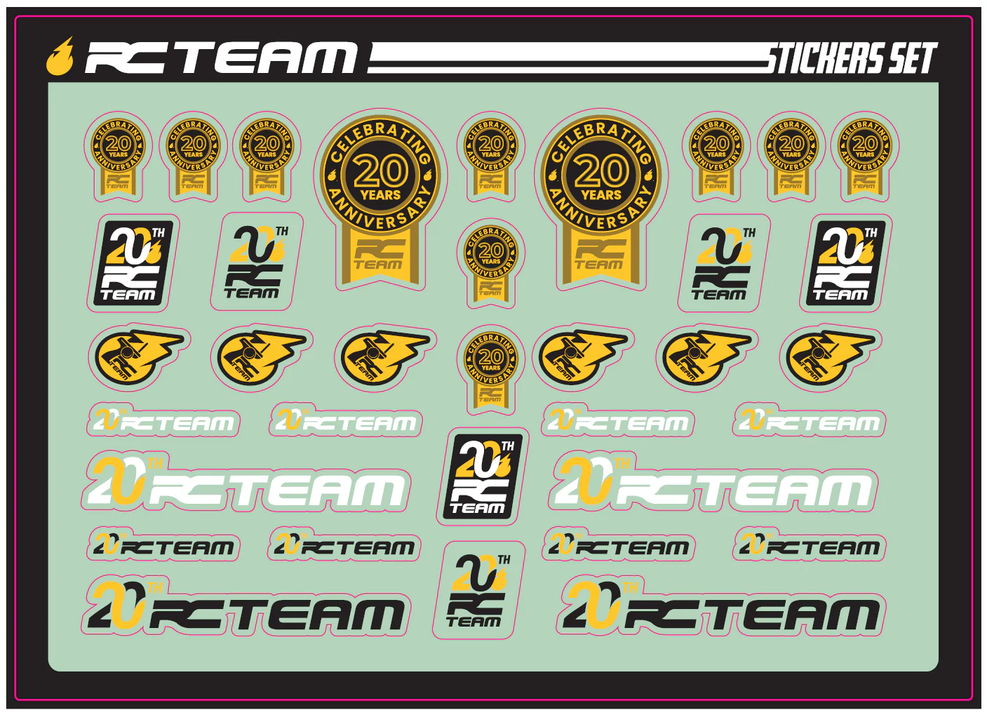Planche de Stickers Logo RC Team 20 ans 210x150