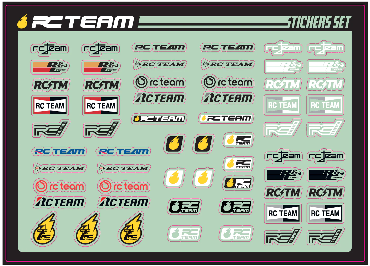 Planche de Stickers Logo RC Team Drift/Piste 210x150