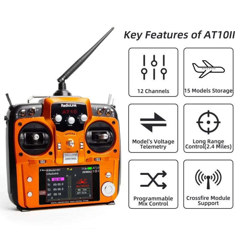 Radiolink Radio AT10II 2.4Ghz 12 voies + R12DS/PRM-01 RDL-AR10II-SET - Image 5