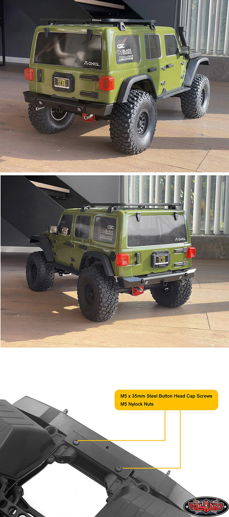 RC4WD Pare-choc arrière métal + Led SCX6 VVV-C1302 - Image 4