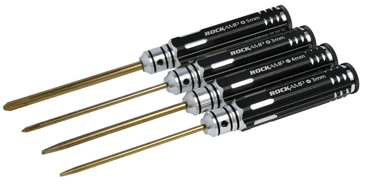 Rockamp Set de 4 Tournevis Cruciforme et Plat HSS Titane RA50306
