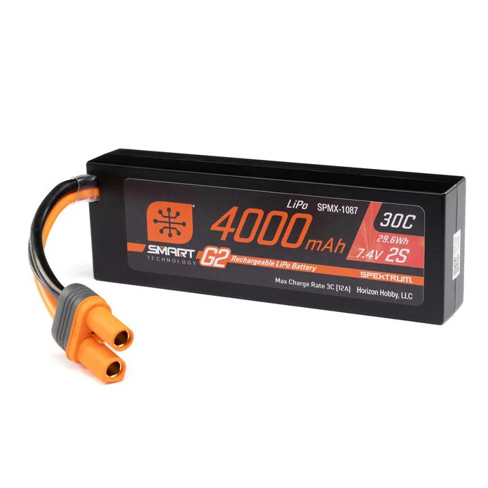 Spektrum Accu lipo Smart G2 2S 7.4v 4000mah 30C Hard Case IC5 SPMX-1087