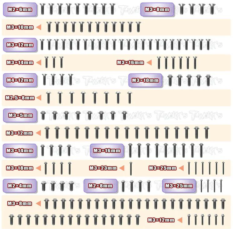 T-Work's Kit de Visserie Titane UFO (180pcs) MBX8R TSSU-MBX8R-T
