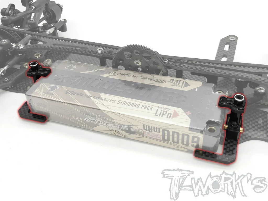 T-Work's Kit Fixation Batterie Rapide Laiton Xray X4 TE-257-X4-B - Image 2