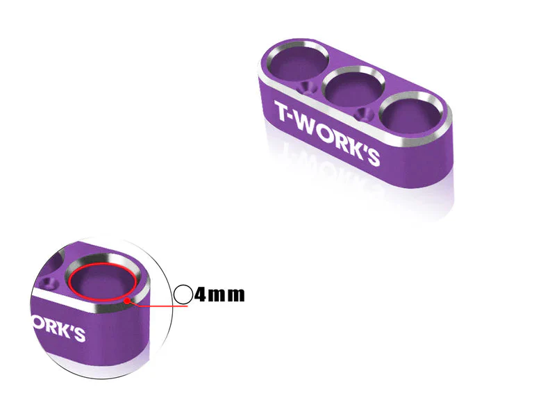 T-Work's Guide de câbles Alu 3 trous 4mm/14AWG EA-046-B4 - Image 3