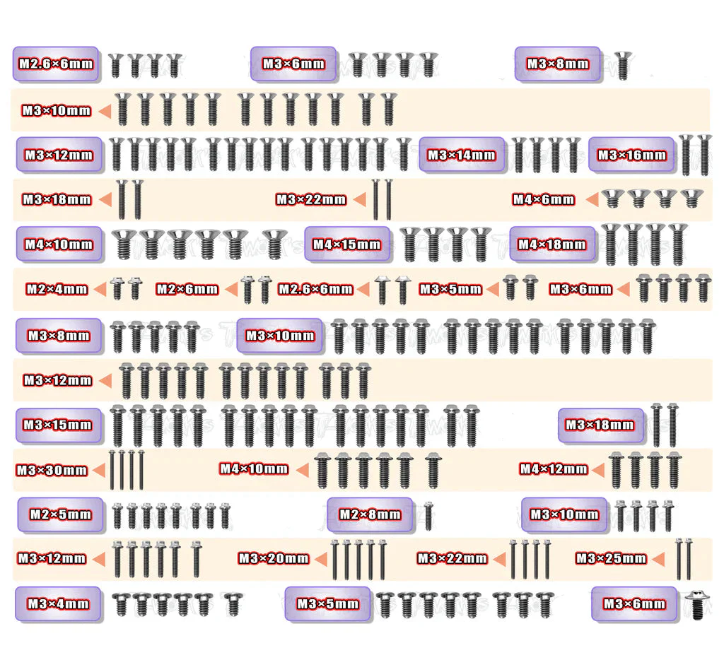 T-Work's Kit de Visserie Titane UFO (188pcs) MP11 TSSU-MP11