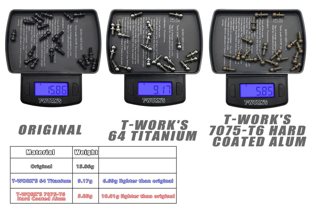 T-Work's Set Rotule Alu traité Hard (20Pcs) MS1.0 TE-205-MS1.0 - Image 2