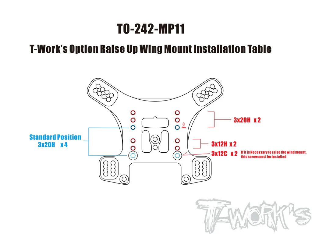 T-Work's Support Amortisseur arrière Aluminium MP11 TO-242-MP11 - Image 3