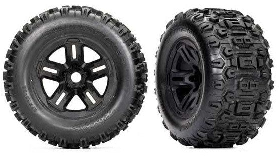 Traxxas Pneus Sledgehammer + Jantes Noirs 3.8 (x2) Sledge 9672