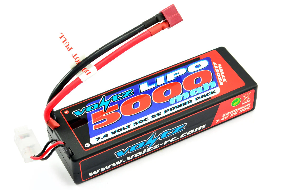 Voltz Batterie Lipo 5000mah 2S 7.4V 50C Hard Case Dean