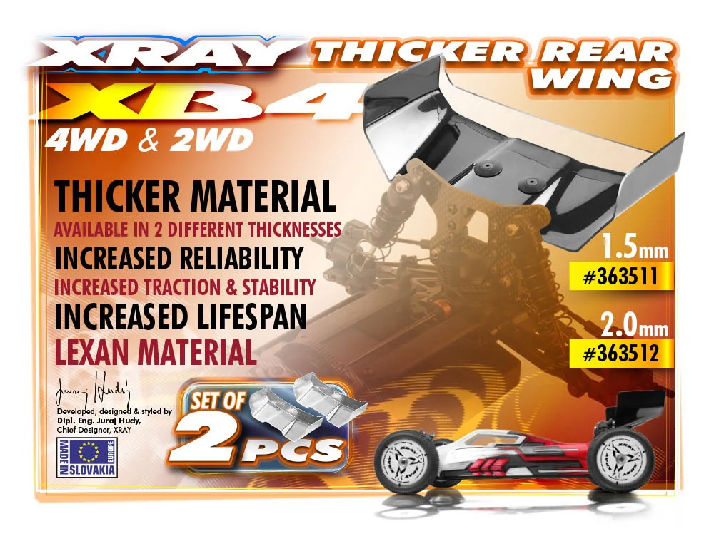 XRay Aileron Arrière Lexan 1.5mm (x2) 363511 - Image 3