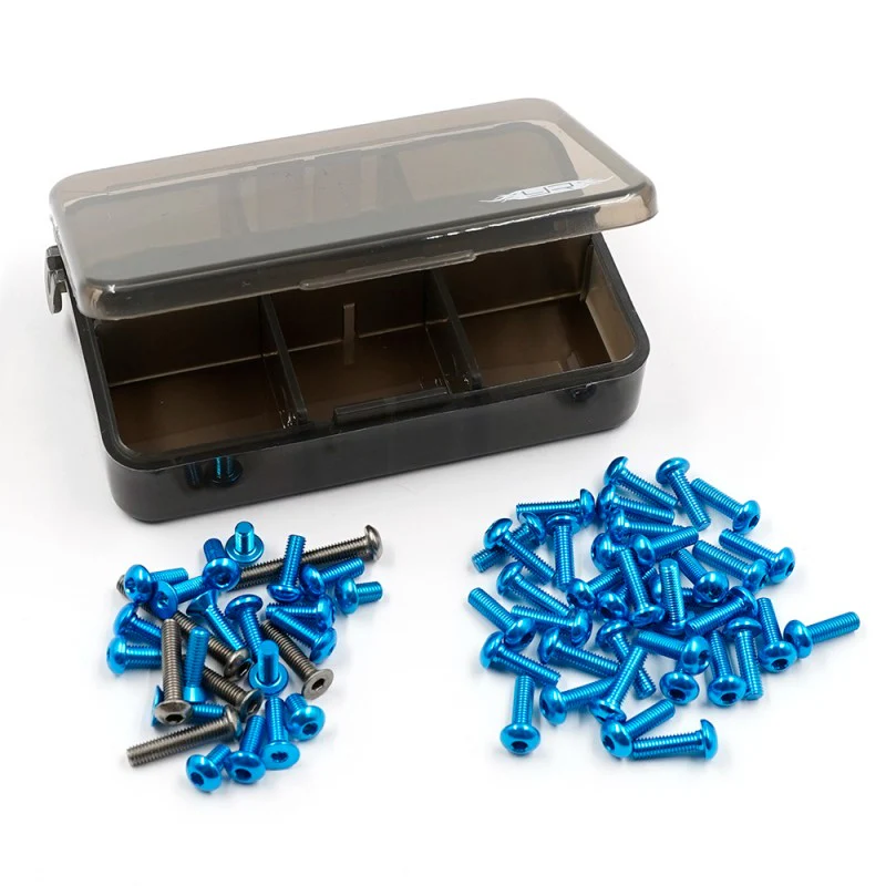 Yeah Racing Kit visserie Alu et Titane Bleu (63Pcs) TT-02 SRX TSAS-0048BU