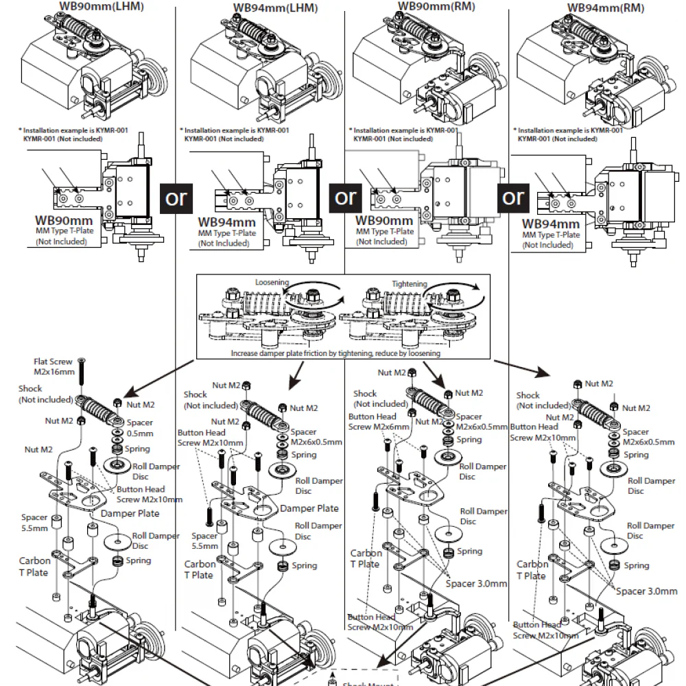 Yeah Racing Set Suspension Arrière Carbone Kyosho Mini-Z MR04 KYMR-010BK - Image 3